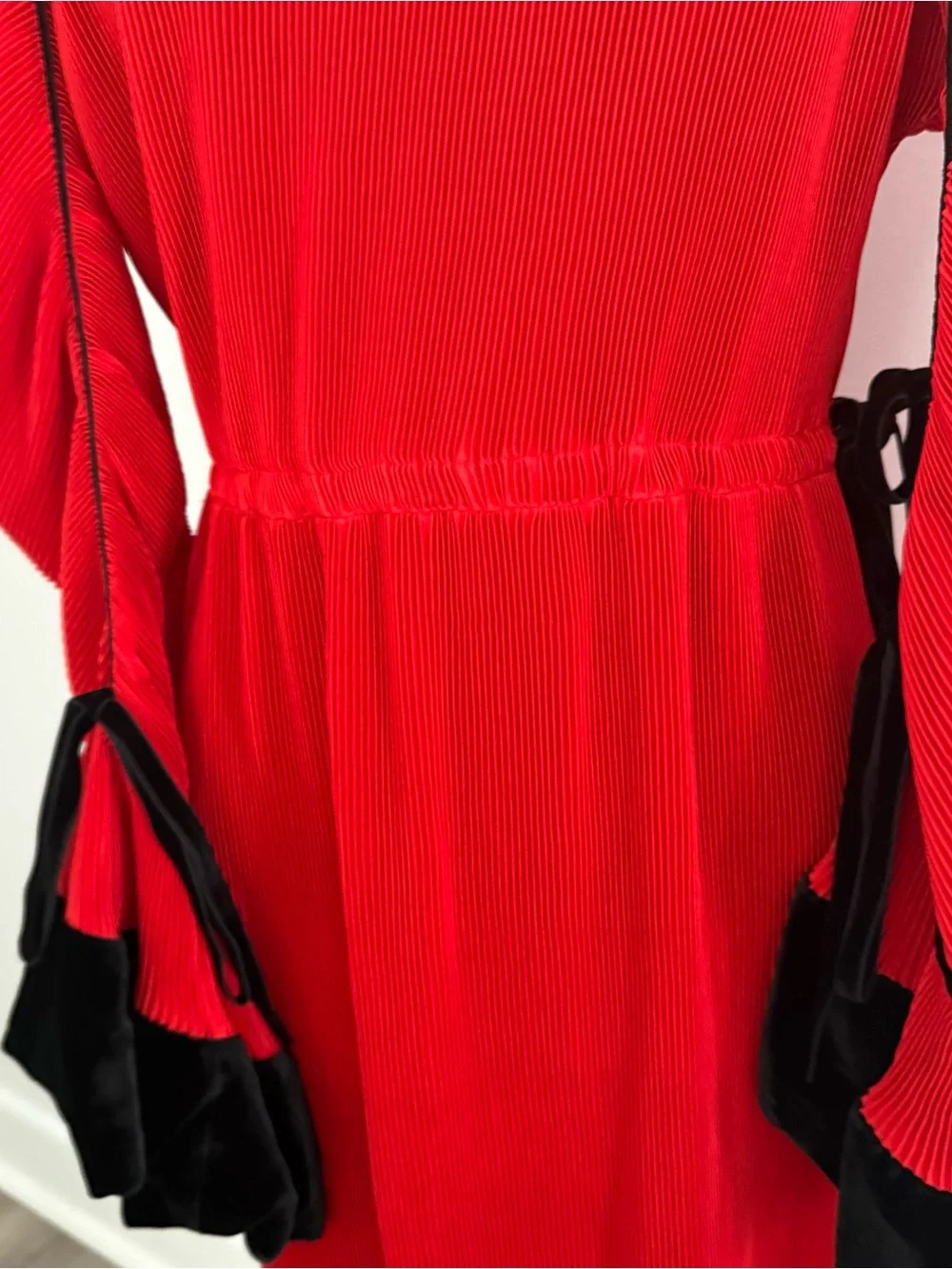 Tory Burch Pleated Ruffle Dress Runway Red 2 Convertible